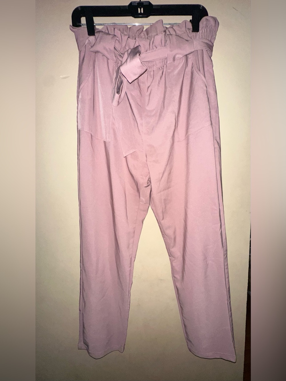 Women’s Lightweight Pink Mauve Bow Drawstring Office Dress Pants